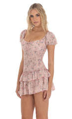Floral Smocked Ruffle Dress in Pink