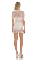 Glitter Three Piece Dress Set in White