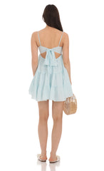 Floral Babydoll Dress in Light Blue