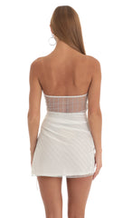 Shimmer Striped Strapless Dress in White