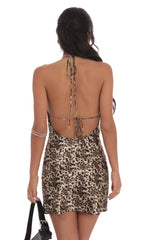 Lace Halter Dress in Cheetah Print