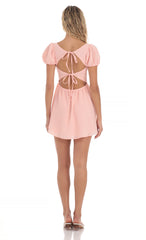 Puff Sleeve Mini Dress in Pink