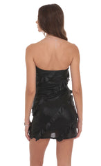 Metallic Ruffle Bodycon Dress in Black