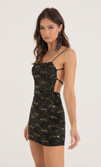 Strappy Dress in Black Starlight