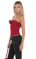 Satin Rosette Top in Red