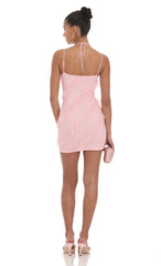 Mesh Ruffle Dress in Pink