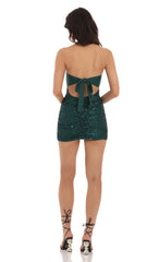 Sequin Strapless Dress in Green