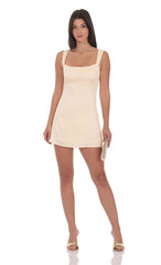 Satin Shift Dress in Cream