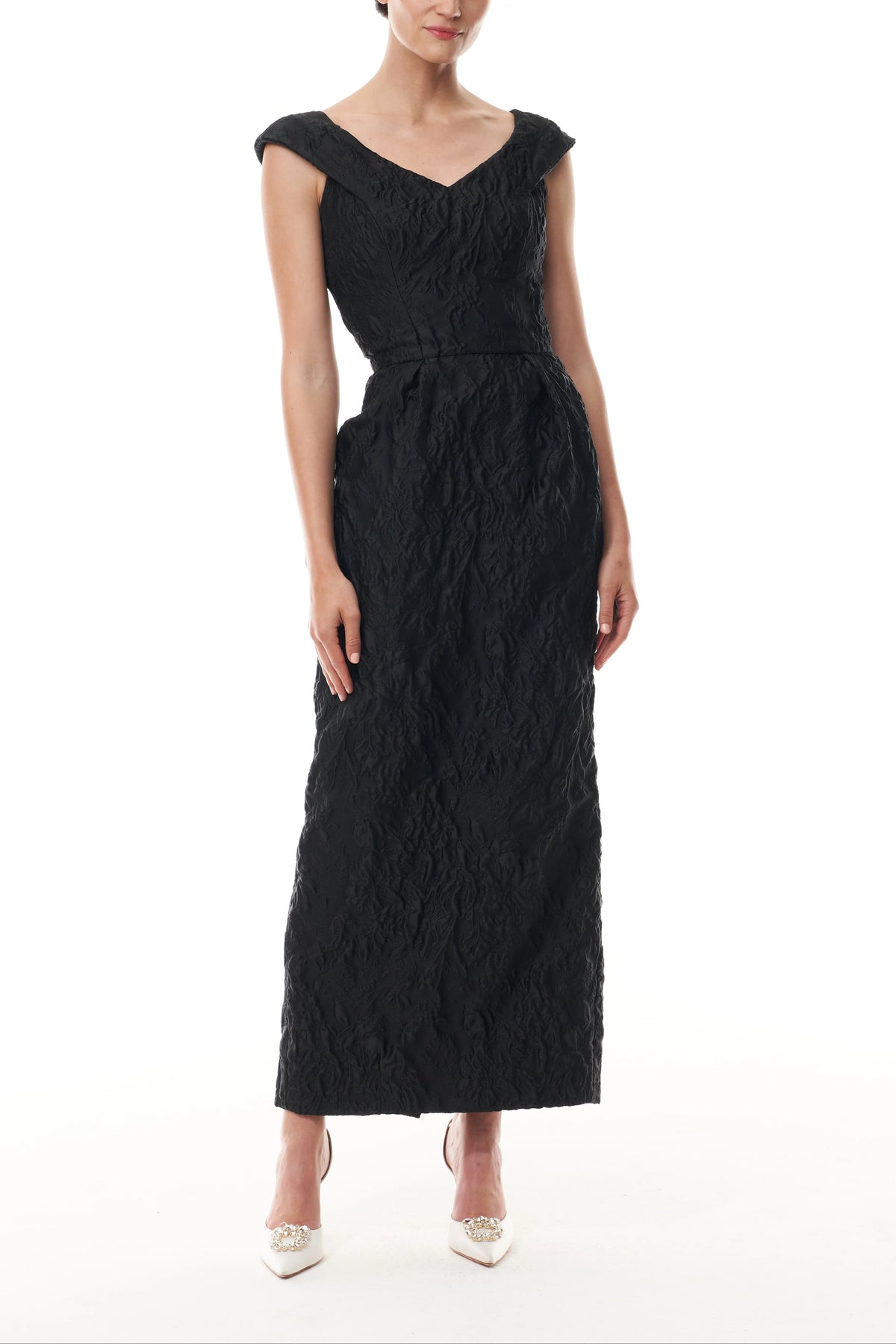 Jacquard V-Neck Column Dress