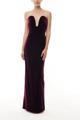 Stretch Merlot Velvet Gown