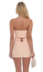Back Cutout Strapless Dress in Nude Pink