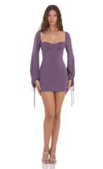 Long Sleeve Bodycon Dress in Purple