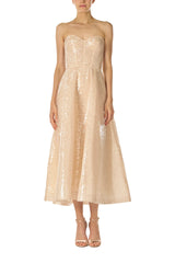 Sequin Tulle Tea Length Dress