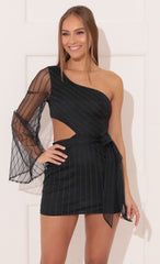 One Shoulder Dress in Navy