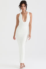 ivory plunge maxi dress