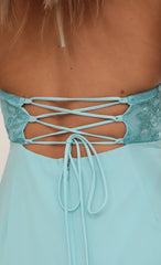 Halter Lace Dress in Aqua