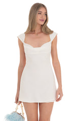 Cowl Neck Open Back Dress in White