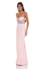 Sequin Cutout Maxi Dress in Pink