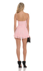 Bow Lace A-line Dress in Pink