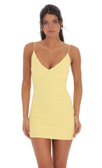 Mini Ruffles Bodycon Dress in Yellow