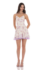 Floral Fit and Flare Dress in Cream