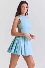 tuscan blue twill mini dress
