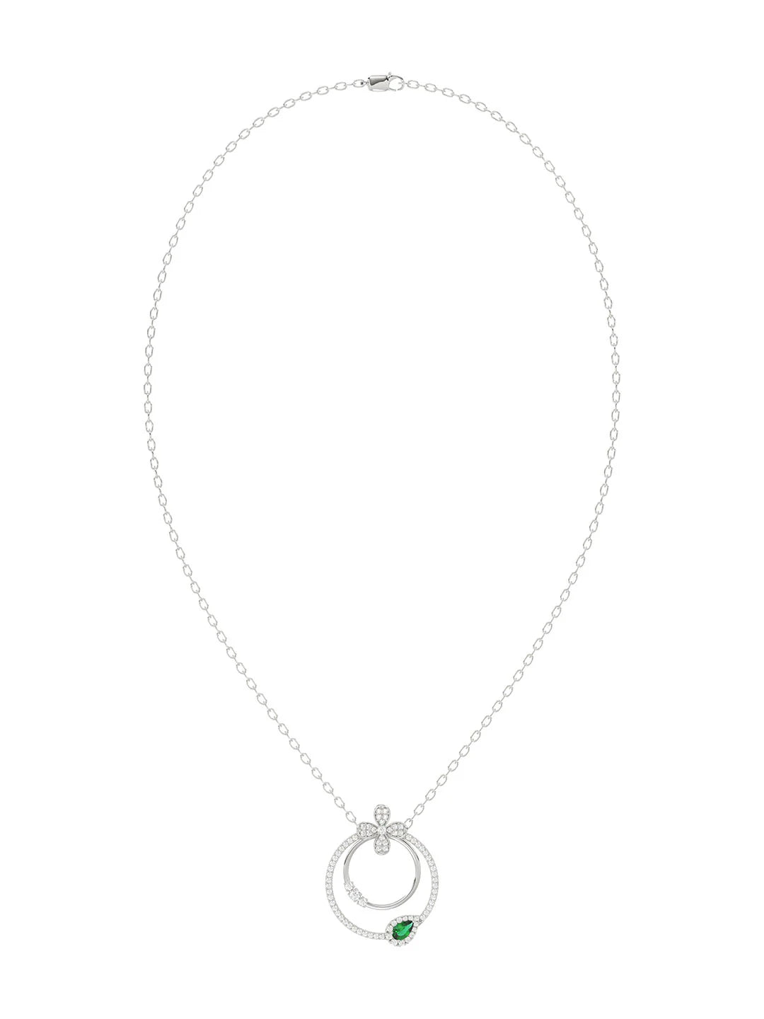 Floral White Gold Pendant Necklace