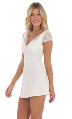 Lace Sleeve Dress in White