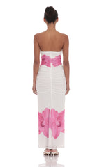 Embellished Floral Bodycon Maxi Dress in White