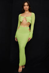 lime green georgette maxi skirt