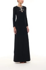 Noir Crystal Bow Gown
