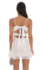 Sequin Ruffle Dress in White