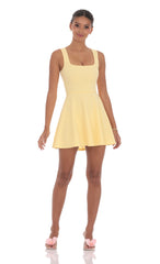 Back Bow A-Line Dress in Yellow