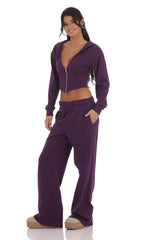 Back Pocket Straight Sweatpants in Purple