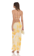 Floral Cowl Neck Two Piece Set in Yellow