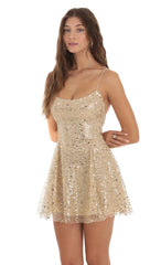 Sequin Mini Dress in Gold