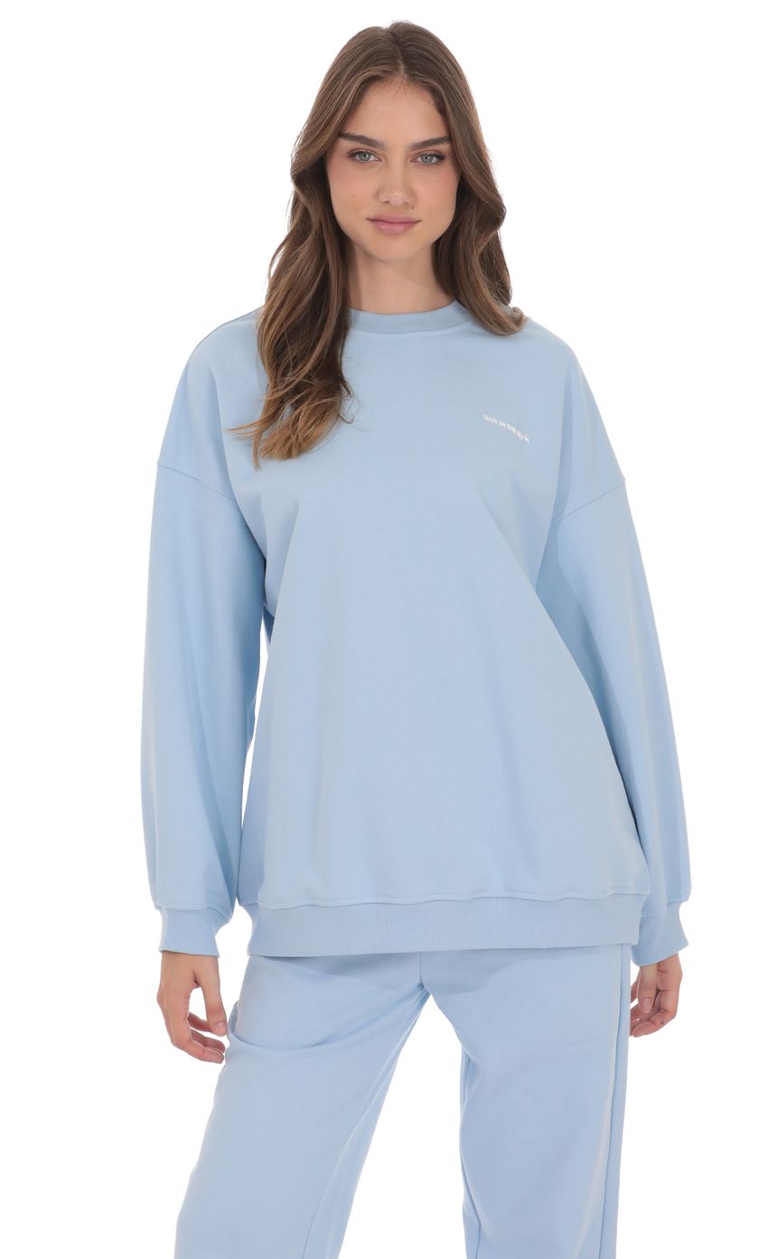Lucy Oversized Crewneck in Blue