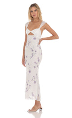 Lace Cutout Floral Maxi Dress in White