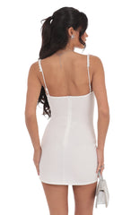 Pearl Outline Bodycon Dress in White