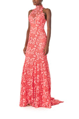 Lace Halter Trumpet Gown