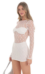 Long Sleeve Cutout lace Dress in White