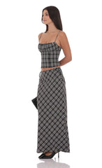 Plaid Maxi Skirt in Black