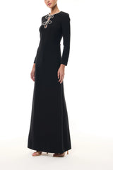 Noir Crystal Bow Gown