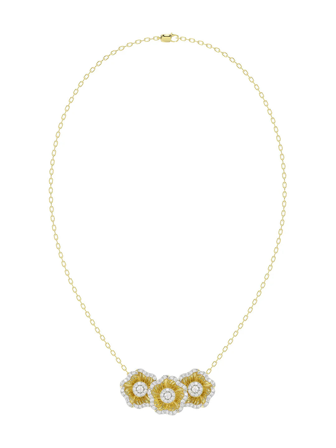 Halo Flower Yellow Pendant Necklace