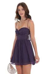 Shimmer Front Twist A-line Dress in Purple