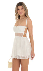 Mesh Dotted Dress in White