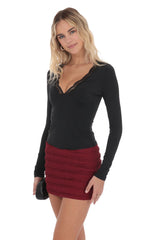 Ruffle Lace Tank Skirt in Burgundy