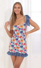 Bodycon Dress in Blue Floral