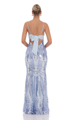 Sequin Mermaid Dress in Blue