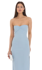 Strapless Bodycon Maxi Dress in Blue